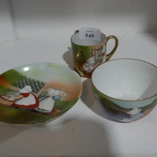 Royal Bayreuth cup and saucer and 3 handled cup