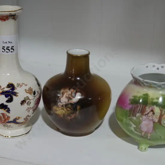 3 assorted vases
