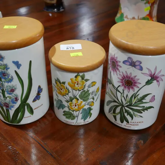 Set of 3 Portmeirion The Botanic Gardens lidded containers