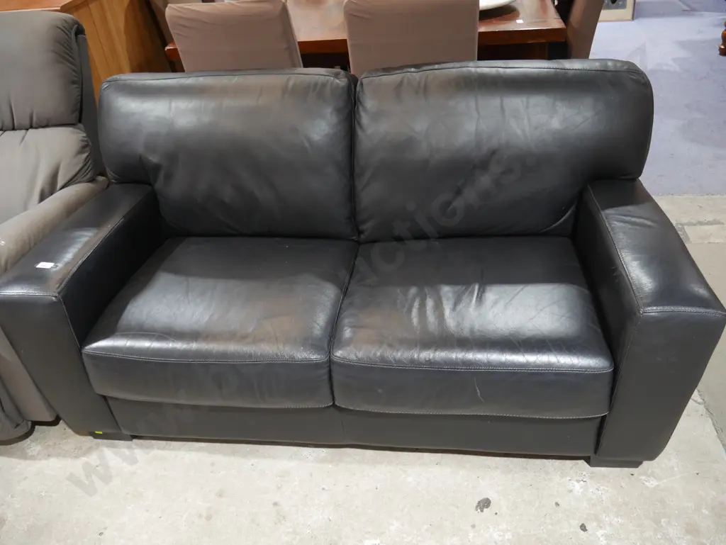 Black 2 seater settee Image 1++
