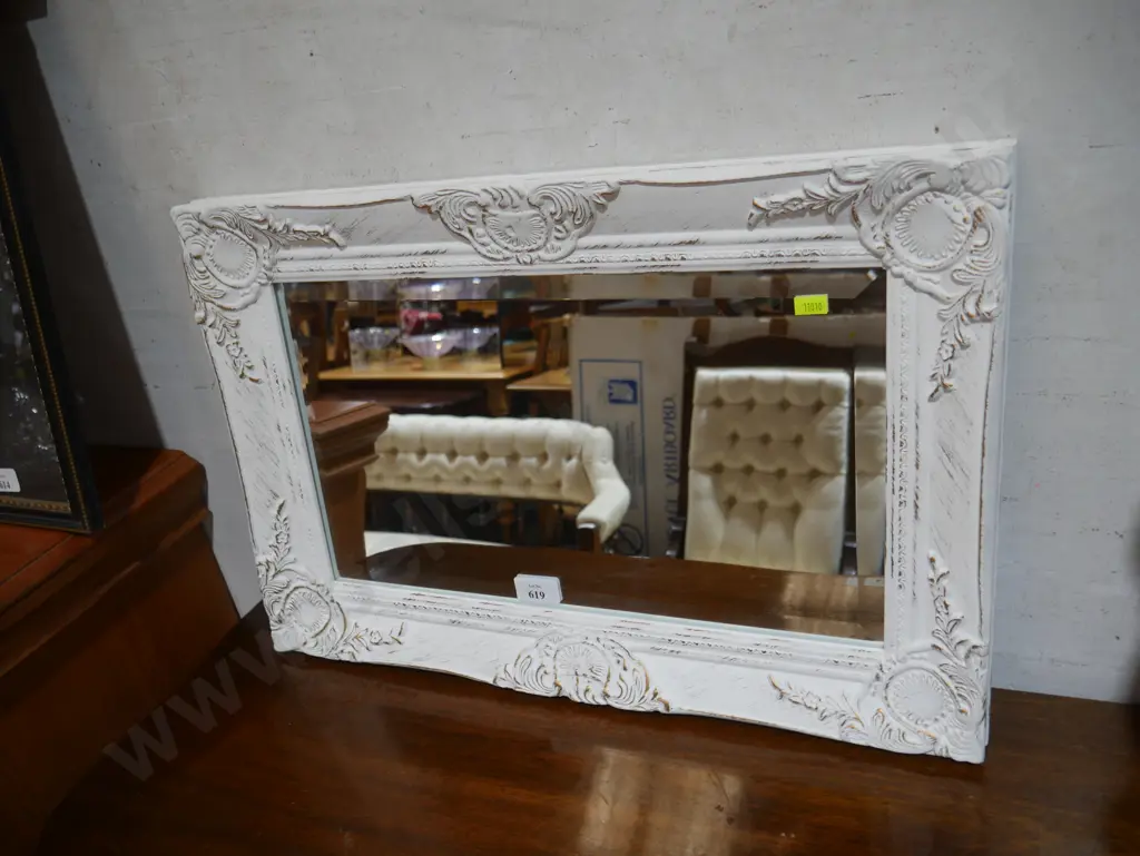 White gold framed mirror Image 1++