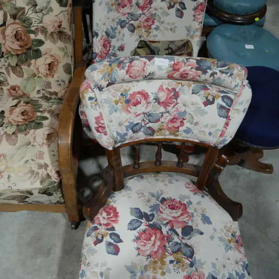 2 floral upholstery bedroom chairs