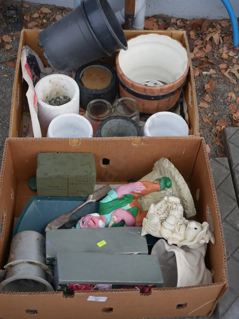 2 boxes, plant pots, ornaments etc Image 1++