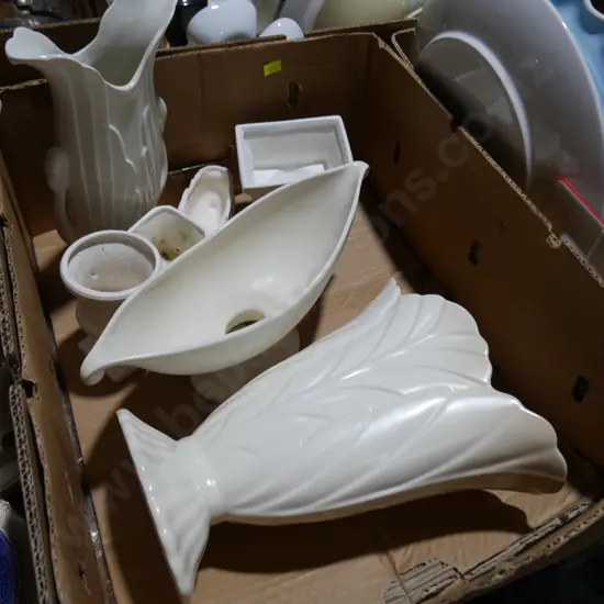 White pottery vases