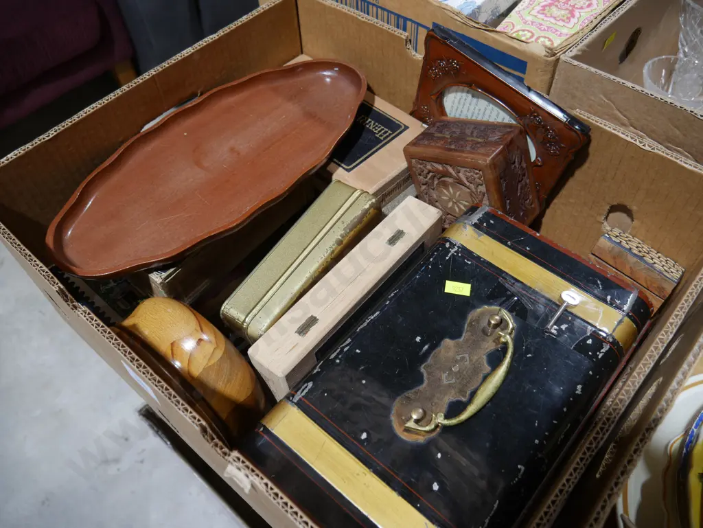 Tin cash box, wooden boxes etc Image 1++