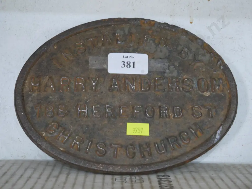 Harry Anderson, Hereford St Christchurch plaque Image 1++