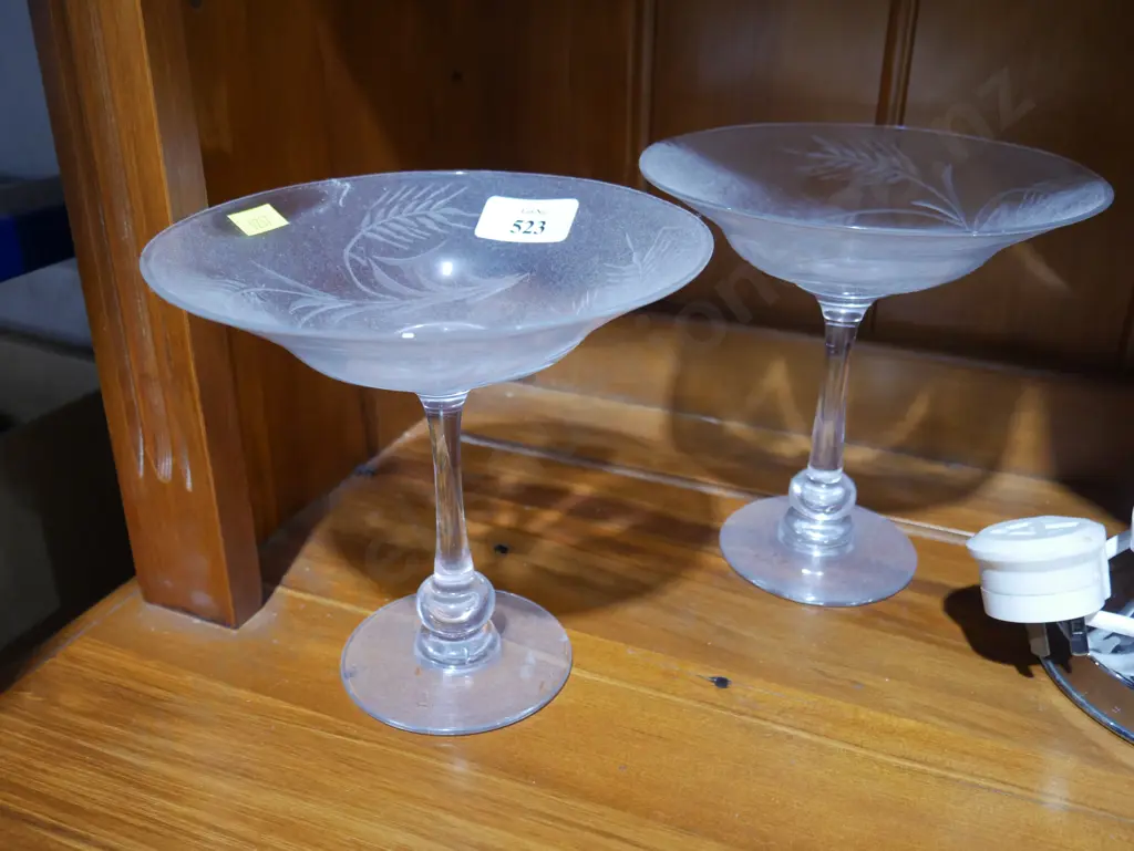 2 Tudor stemmed crystal dishes Image 1++