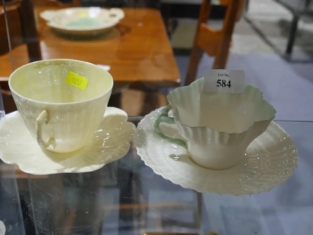 2 Belleek cups and saucers Image 1++