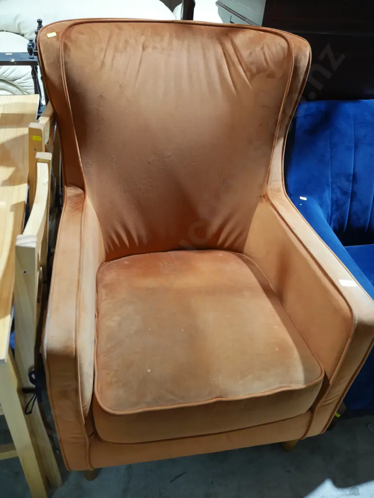 Orange velvet arm chair Image 1++