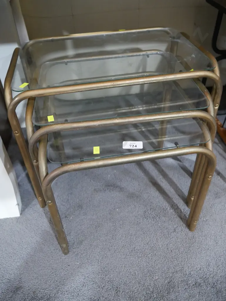 Metal and glass nest of tables Image 1++