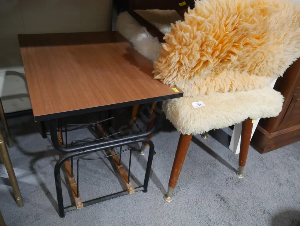 Wool covered stools, record rack Image 1++