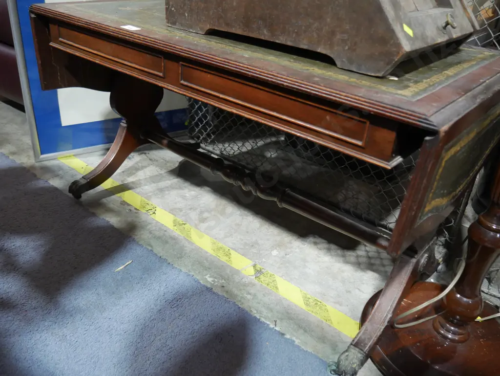 Leather topped drop end coffee table Image 1++