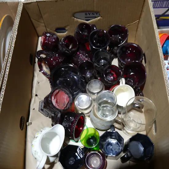 Red glassware etc