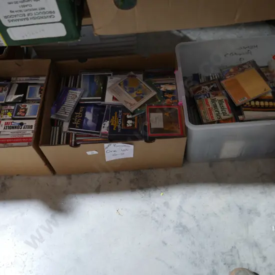 Three boxes of CDs etc