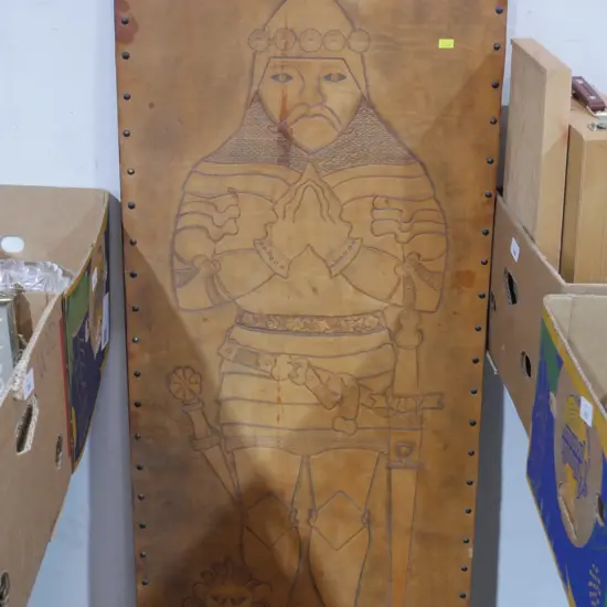 Knight effigy on leather