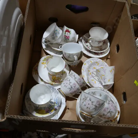 Assorted cups and saucers