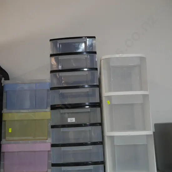 Four sets of plastic storage drawers