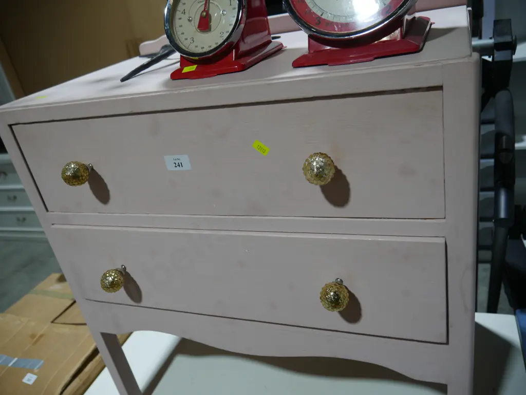 Pink painted bedside drawer Image 1++