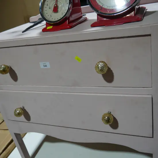 Pink painted bedside drawer