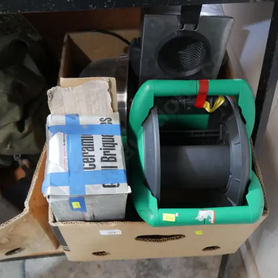 Hose reel, briquettes etc