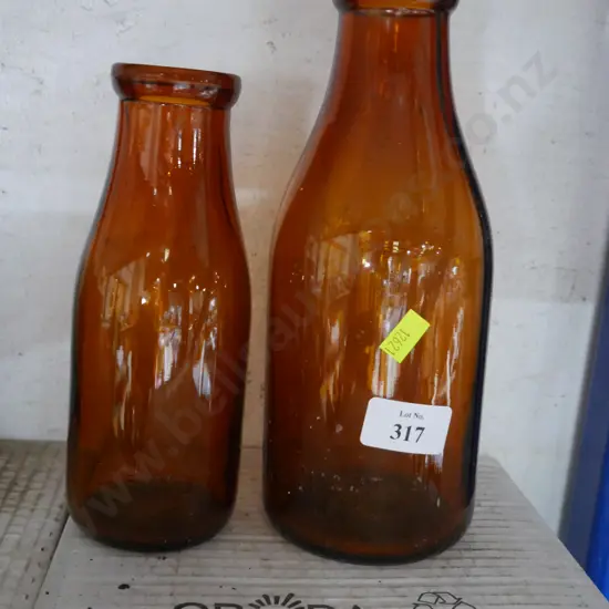 Amber glass milk bottles