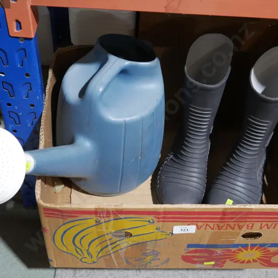 Gumboots and watering can