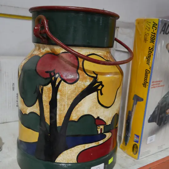 Painted milk can