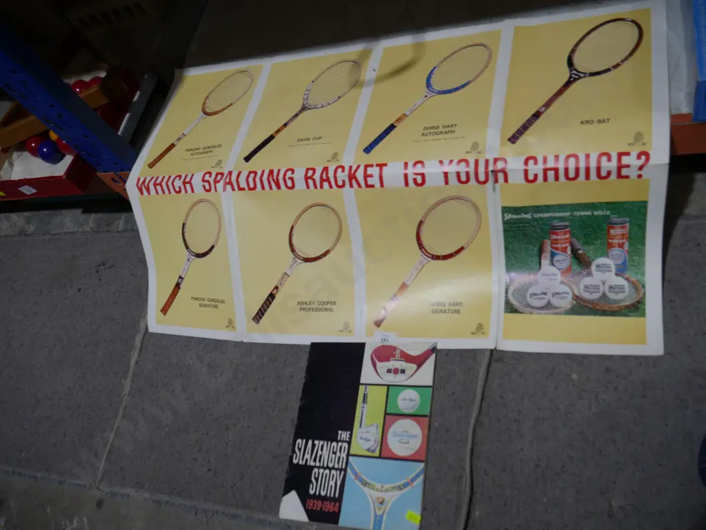 Spalding racket choice poster, Slazenger story booklet Image 1++