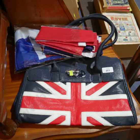 Union flags and handbag