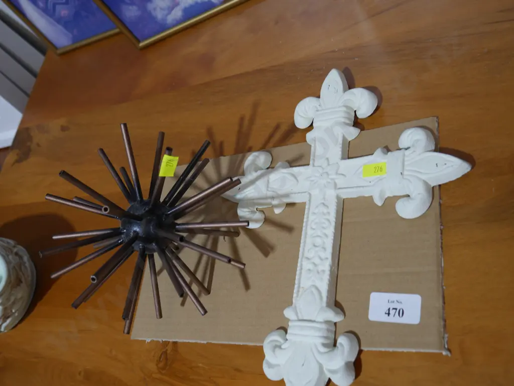 Cast iron wall hanging cross etc Image 1++