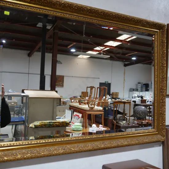 Gilt framed bevilled edge mirror