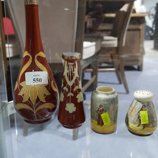 2 sterling silver top vases etc