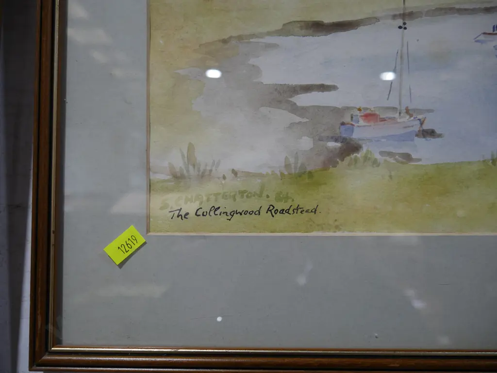 S. Chatterton "The Collingwood Roadstead" watercolour Image 1++