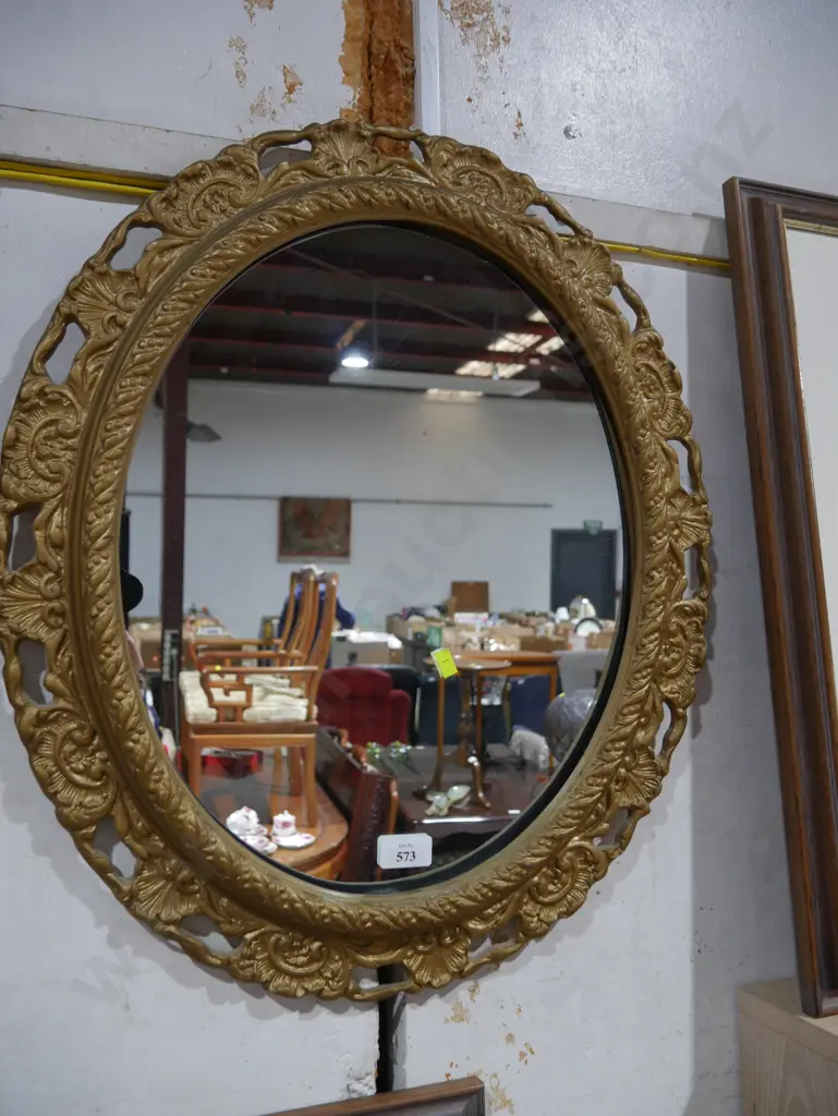 Oval gilt framed mirror Image 1++