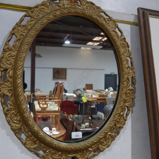 Oval gilt framed mirror