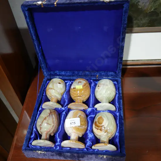 Set of 6 Onyx stone goblets