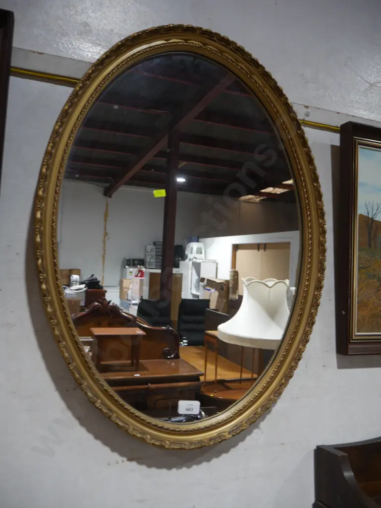 Oval gilt framed mirror Image 1++