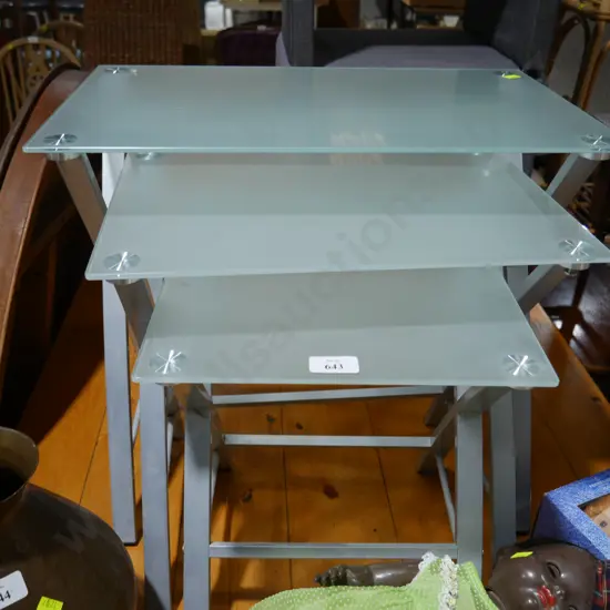 Glass top nest  of tables