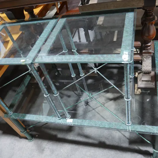 Glass coffee table and two side tables