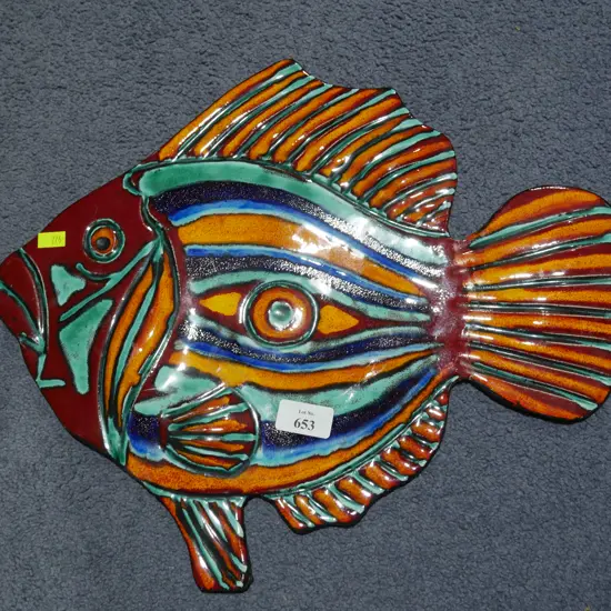 John Dory fish ceramic wall plaque Morris and James, reglued tail