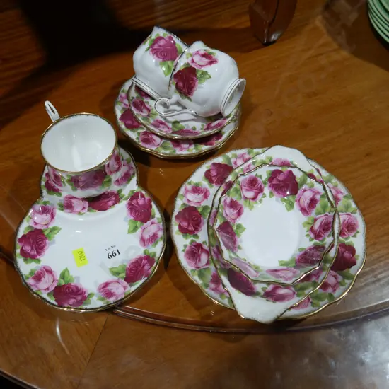 Old English rose tea set