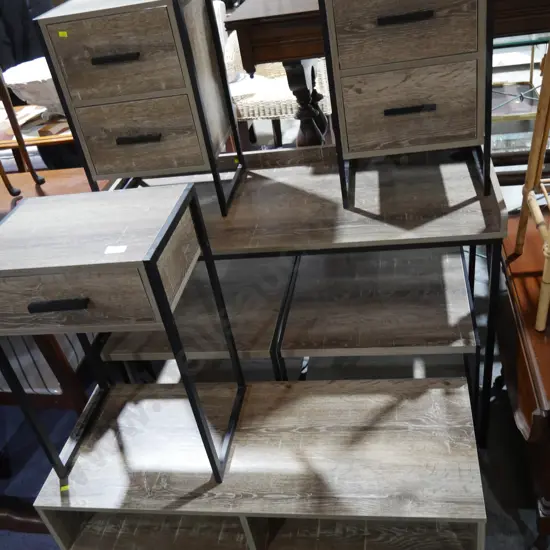Coffee table side tables desk and drawers