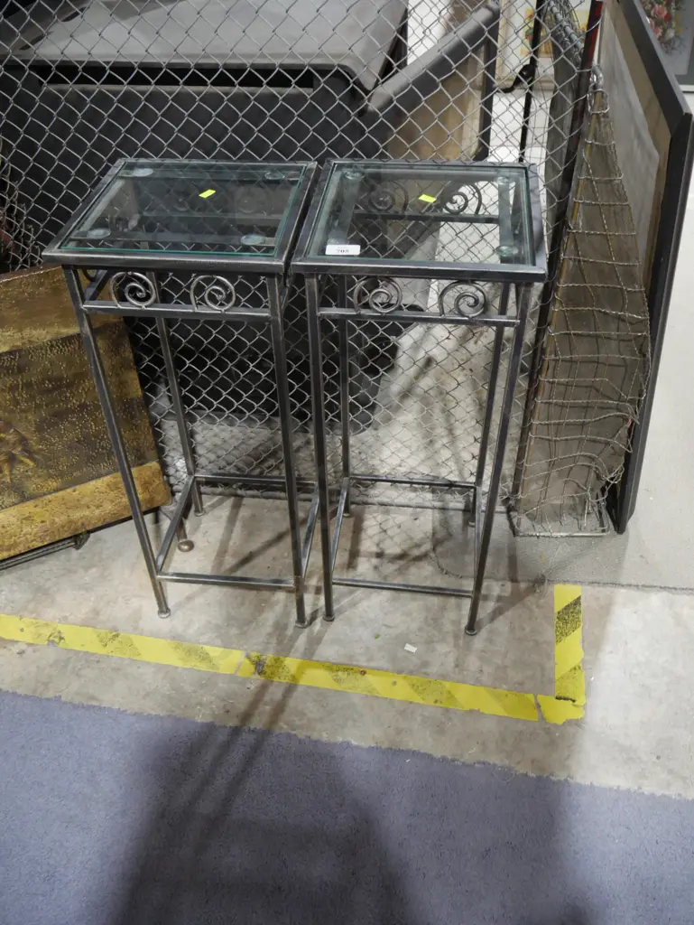 Pair of glass top plant stands Image 1++