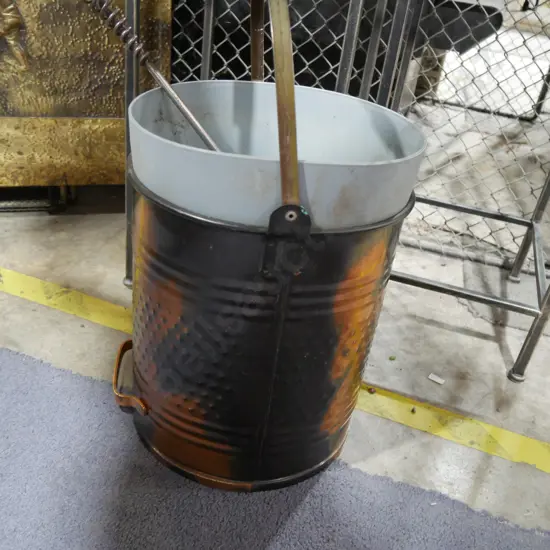 Copper coal scuttle etc