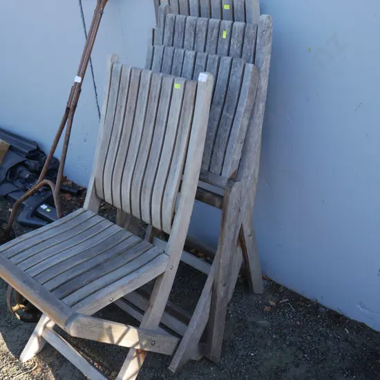 4 folding wooden chairs