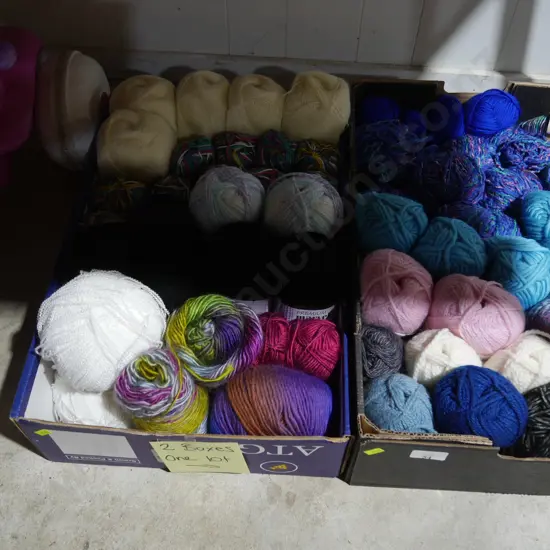 2 boxes of knitting wool