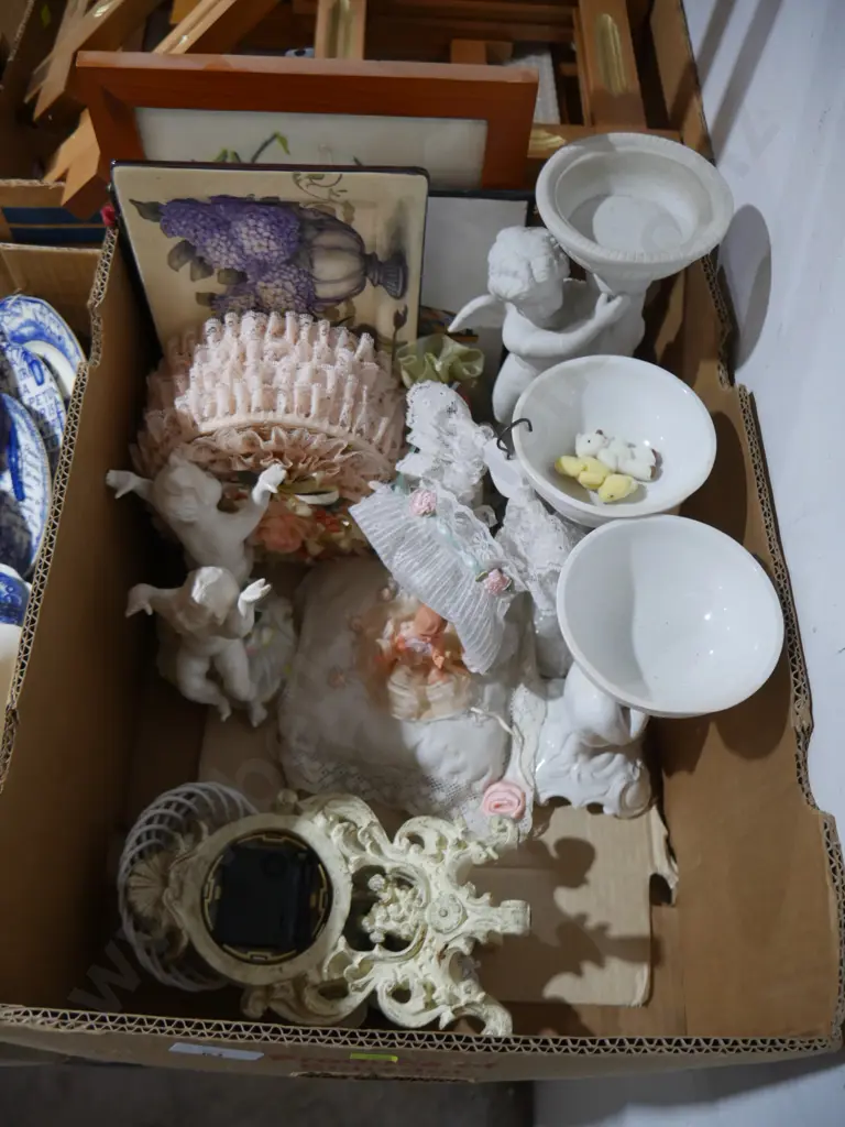 Cherub pedestals, clock, artworks etc Image 1++