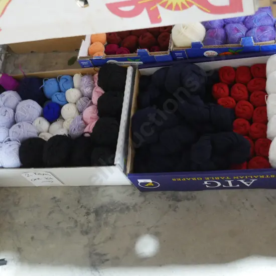 Two boxes of knitting wool