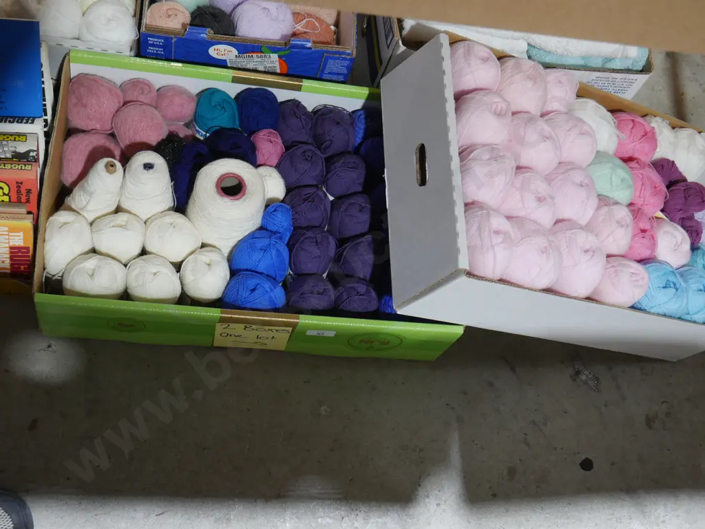Two boxes of knitting wool Image 1++