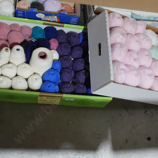 Two boxes of knitting wool